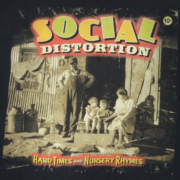 SOCIAL DISTORTION HARD TIMES NURSERY RHYMES BLK MEDIUM SHIRT L207 (HOLE C PICS) - Picture 1 of 5